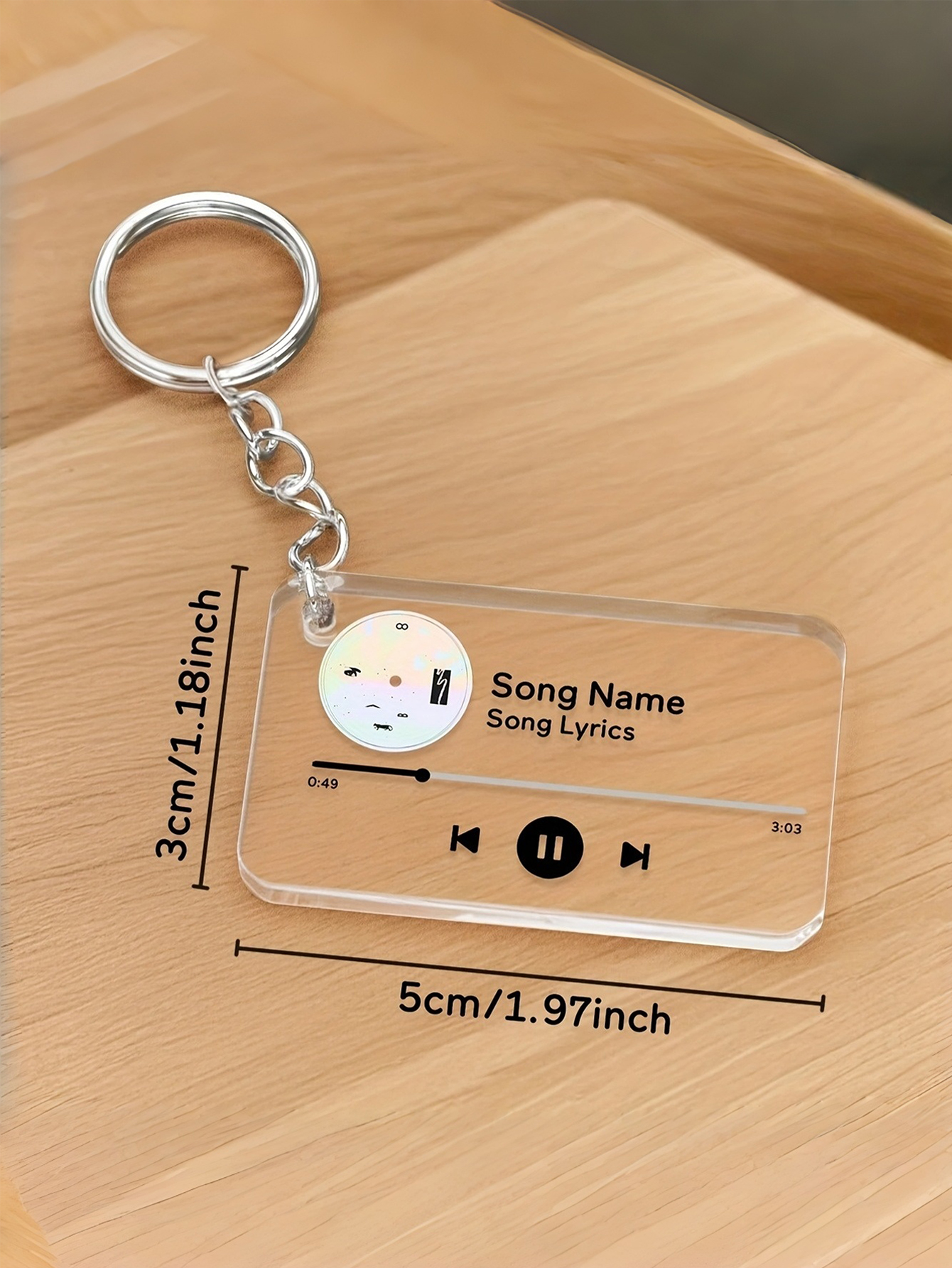 Custom Music Player Acrylic Keychain Personalized Photo Keychain Custom Song Engraved Keychain